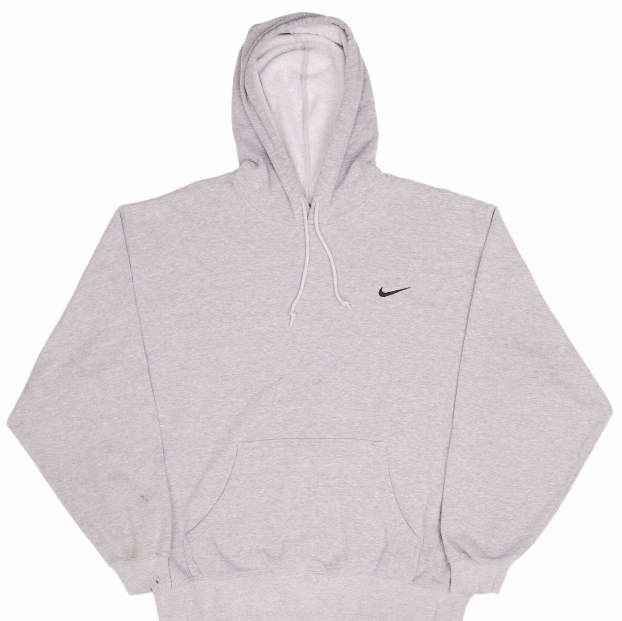 Classic Sporty VINTAGE NIKE CLASSIC SWOOSH GREY HOODIE SWEATSHIRT 2000S SIZE XL