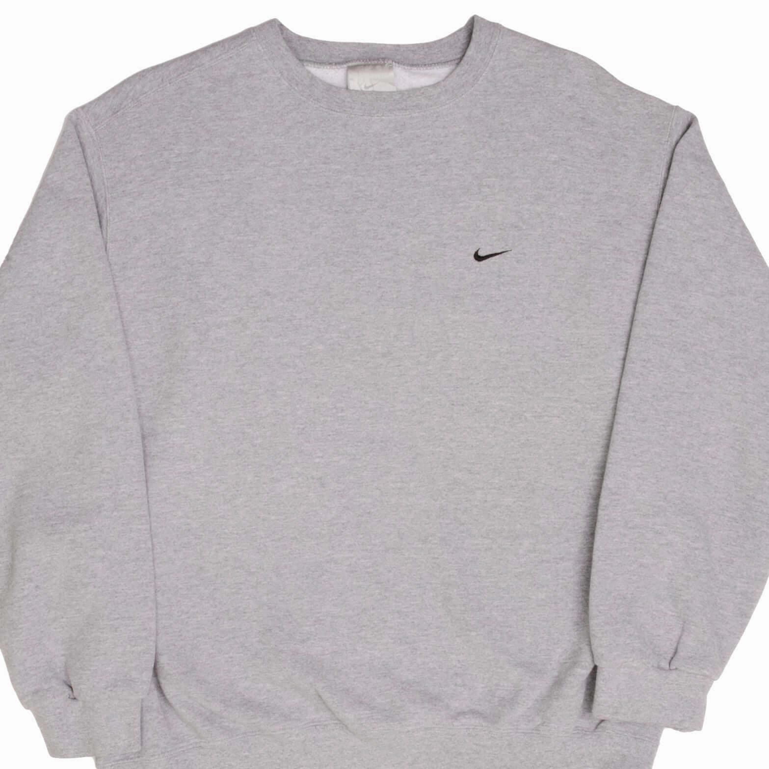 VINTAGE NIKE CLASSIC SWOOSH GREY SWEATSHIRT 2000S SIZE LARGE anti pill coating