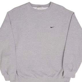 VINTAGE NIKE CLASSIC SWOOSH GREY SWEATSHIRT 2000S SIZE LARGE anti pill coating