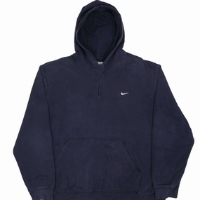 Functional Design Easy Wear VINTAGE NIKE CLASSIC SWOOSH NAVY BLUE HOODIE SWEATSHIRT 2000S SIZE 2XL