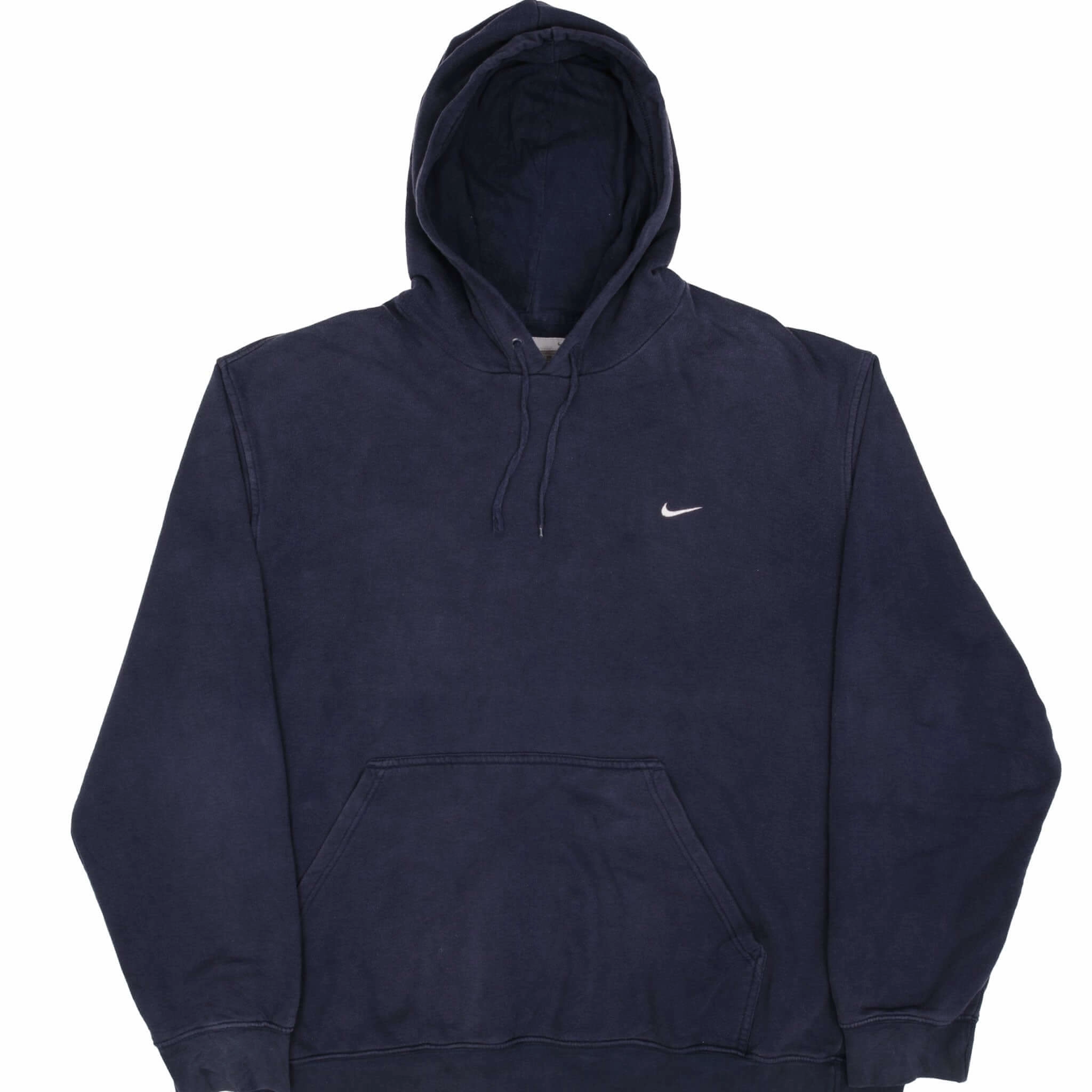 Functional Design Easy Wear VINTAGE NIKE CLASSIC SWOOSH NAVY BLUE HOODIE SWEATSHIRT 2000S SIZE 2XL