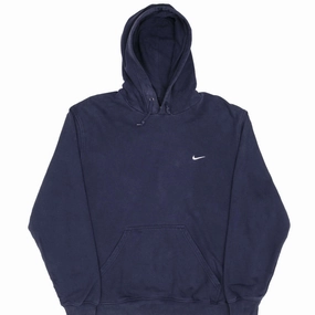foldable VINTAGE NIKE CLASSIC SWOOSH NAVY BLUE HOODIE SWEATSHIRT 2000S SIZE XL