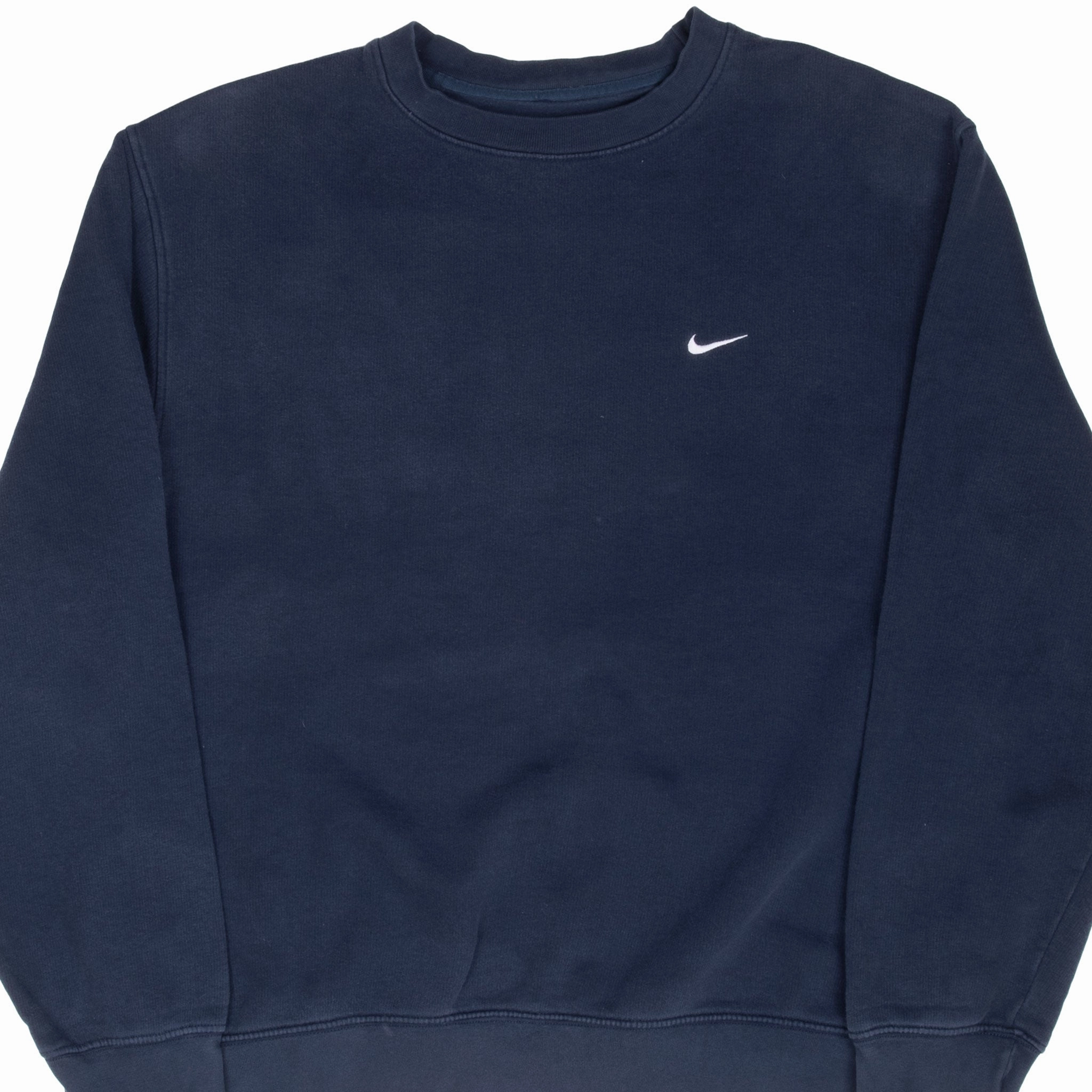 VINTAGE NIKE CLASSIC SWOOSH NAVY BLUE SWEATSHIRT 2000S SIZE MEDIUM shoe accents