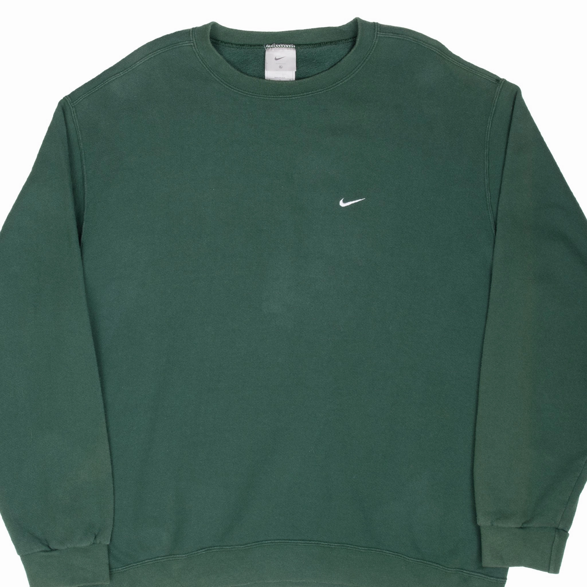 Simple Fashion Streetwear Basics VINTAGE NIKE CLASSIC SWOOSH PINE GREEN CREWNECK SWEATSHIRT 2000S XL MADE IN USA