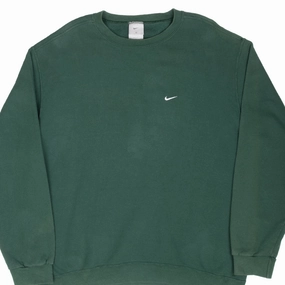 Simple Fashion Streetwear Basics VINTAGE NIKE CLASSIC SWOOSH PINE GREEN CREWNECK SWEATSHIRT 2000S XL MADE IN USA