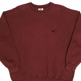 VINTAGE NIKE CLASSIC SWOOSH RED BORDEAUX SWEATSHIRT 1990S SIZE XL MADE IN USA Stylish Comfort Brand Identity