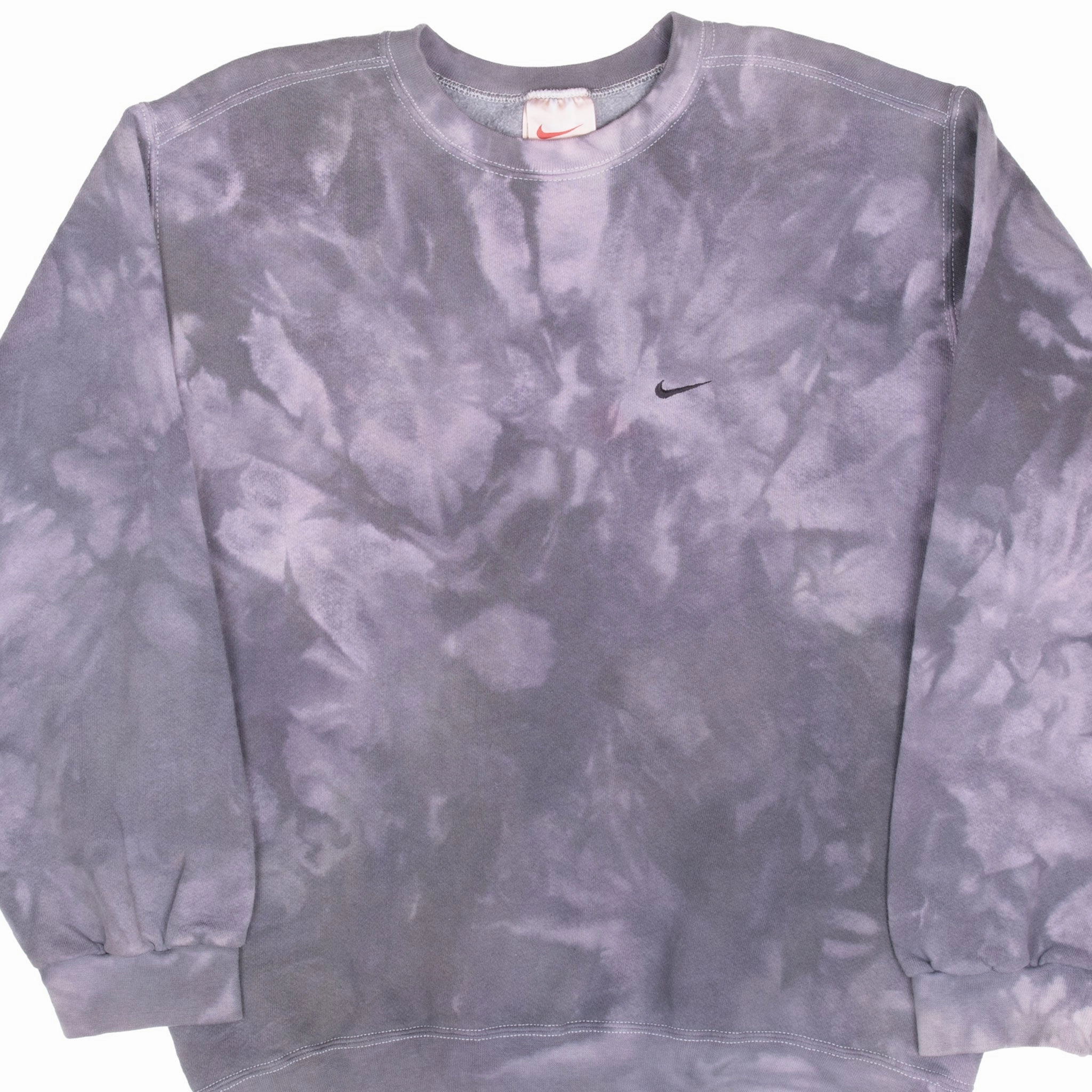 VINTAGE NIKE CLASSIC SWOOSH TIE DYE  SWEATSHIRT 1990S MEDIUM MADE IN USA Layer Minimal