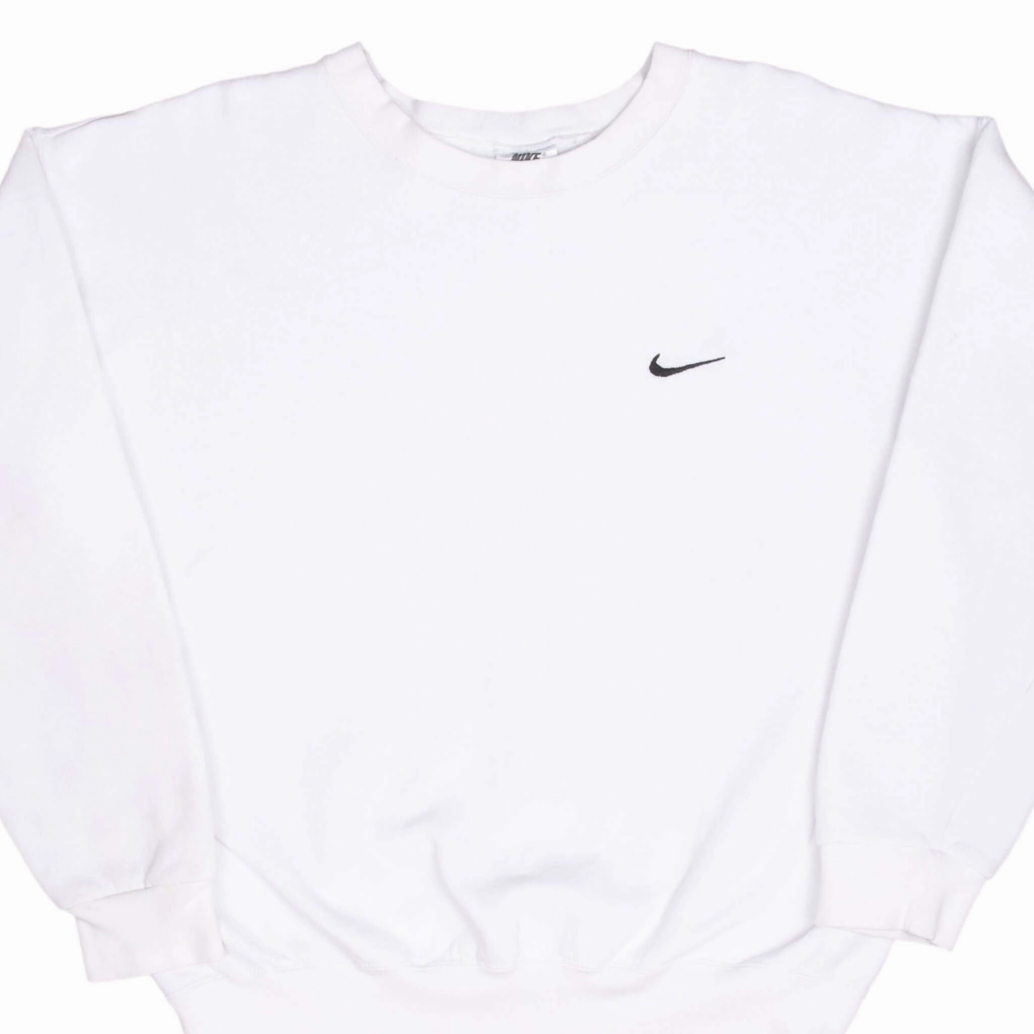 product patchwork creativity VINTAGE NIKE CLASSIC SWOOSH WHITE SWEATSHIRT 1990S LARGE MADE IN USA
