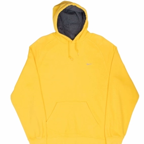 Fleece Lining VINTAGE NIKE CLASSIC SWOOSH YELLOW HOODIE SWEATSHIRT 2000S XL