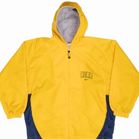 VINTAGE NIKE CLASSIC SWOOSH YELLOW WOMAN WINDBREAKER RAIN JACKET 1990S LARGE Trendy Luggage