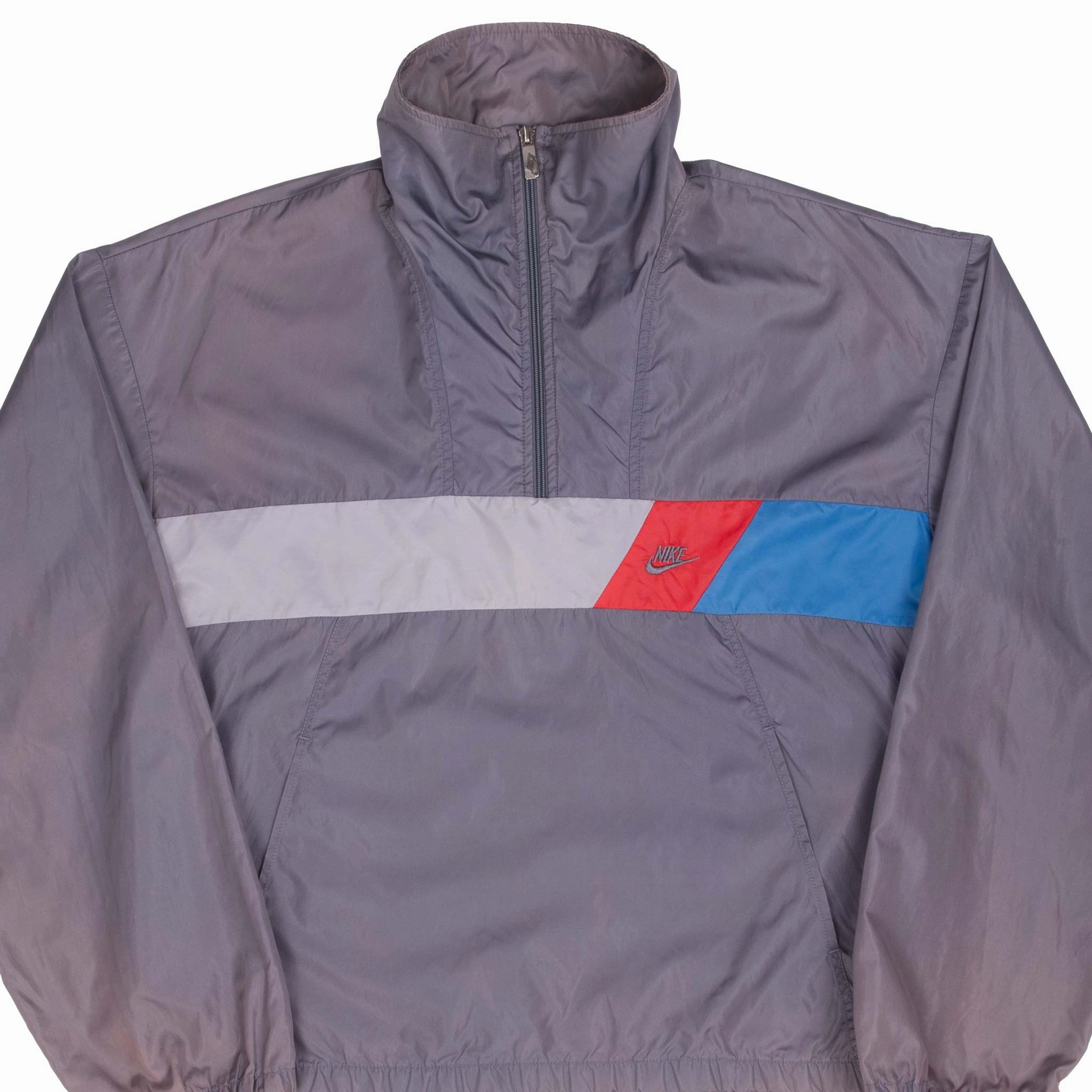 VINTAGE NIKE GREY PULLOVER WINDBREAKER JACKET EARLY 1980S LARGE Casual Street Cool Climate