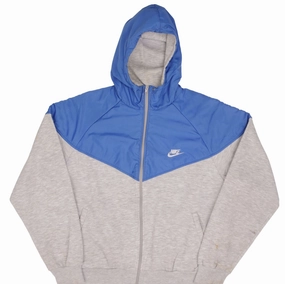 VINTAGE NIKE HOODED SPORTS JACKET 1980S SIZE LARGE Relaxed Cut Layered