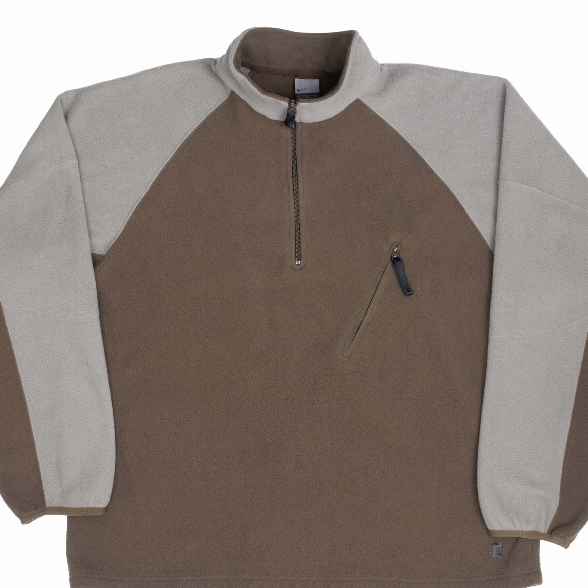 VINTAGE NIKE ID BROWN QUARTER ZIP FLEECE JACKET 2000S XL Insulated Fashion Active Lifestyle