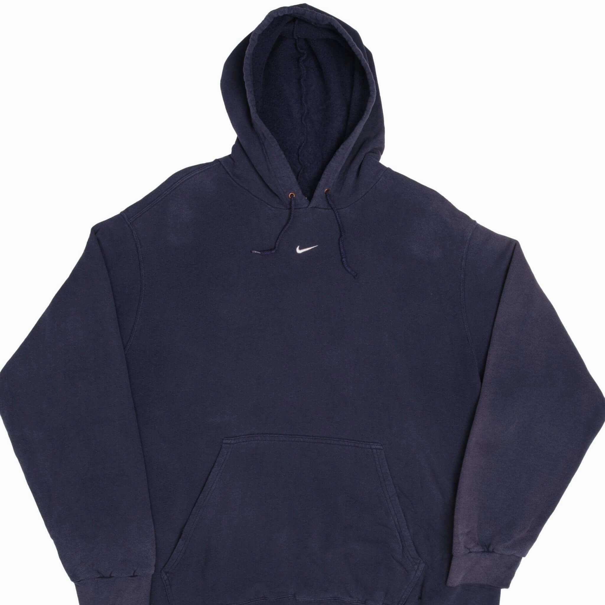 Classic Layering VINTAGE NIKE MIDDLE SWOOSH TRAVIS SCOTT NAVY BLUE HOODIE 2000S SIZE XL