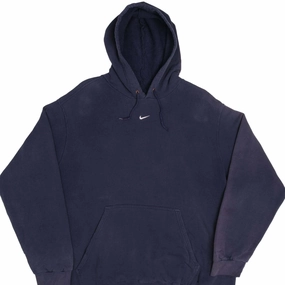 Classic Layering VINTAGE NIKE MIDDLE SWOOSH TRAVIS SCOTT NAVY BLUE HOODIE 2000S SIZE XL