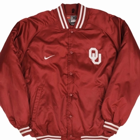 Fresh Appeal New Year's Eve attire VINTAGE NIKE NCAA OKLAHOMA UNIVERSITY SATEEN VARSITY JACKET 2000S SIZE XL