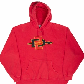 VINTAGE NIKE NCAA SAN DIEGO STATE UNIVERSITY RED HOODIE SWEATSHIRT 2000S 2XL product cycling suitability goes with sweatpants