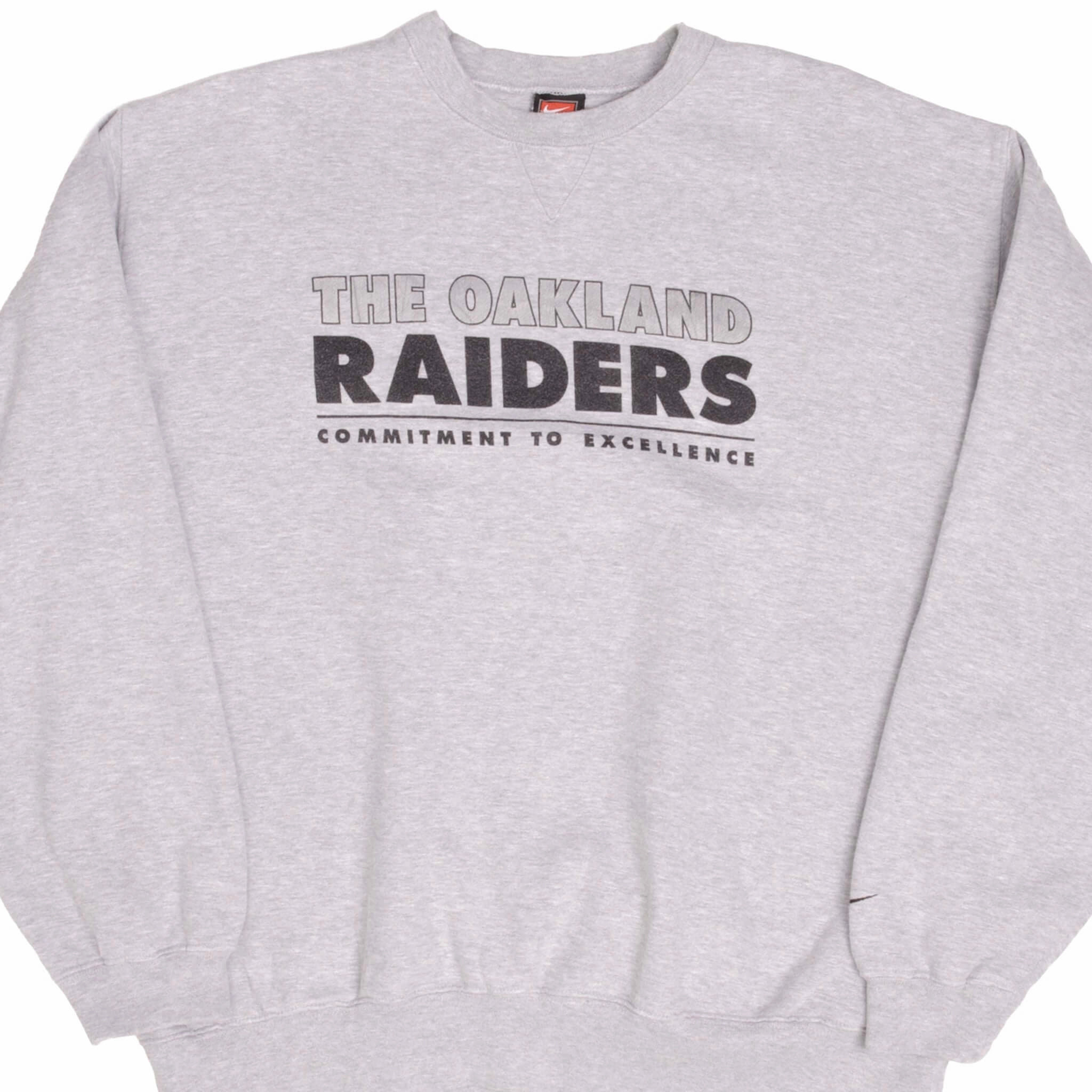 VINTAGE NIKE NFL OAKLAND RAIDERS HEAVYWEIGHT GREY SWEATSHIRT 1990S SIZE XL kids product hat style statement