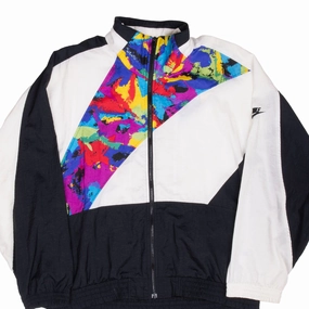 hip length Seam Sealed Construction VINTAGE NIKE RAINBOW WINDBREAKER JACKET LATE 1980S LARGE