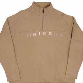 VINTAGE NIKE SPELL OUT QUARTER ZIP BEIGE SWEATSHIRT 1990S SIZE XL Sustainable