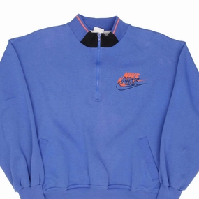 VINTAGE NIKE SPELL OUT QUARTER ZIP BLUE SWEATSHIRT 1990S SIZE MEDIUM product graffiti urbanity
