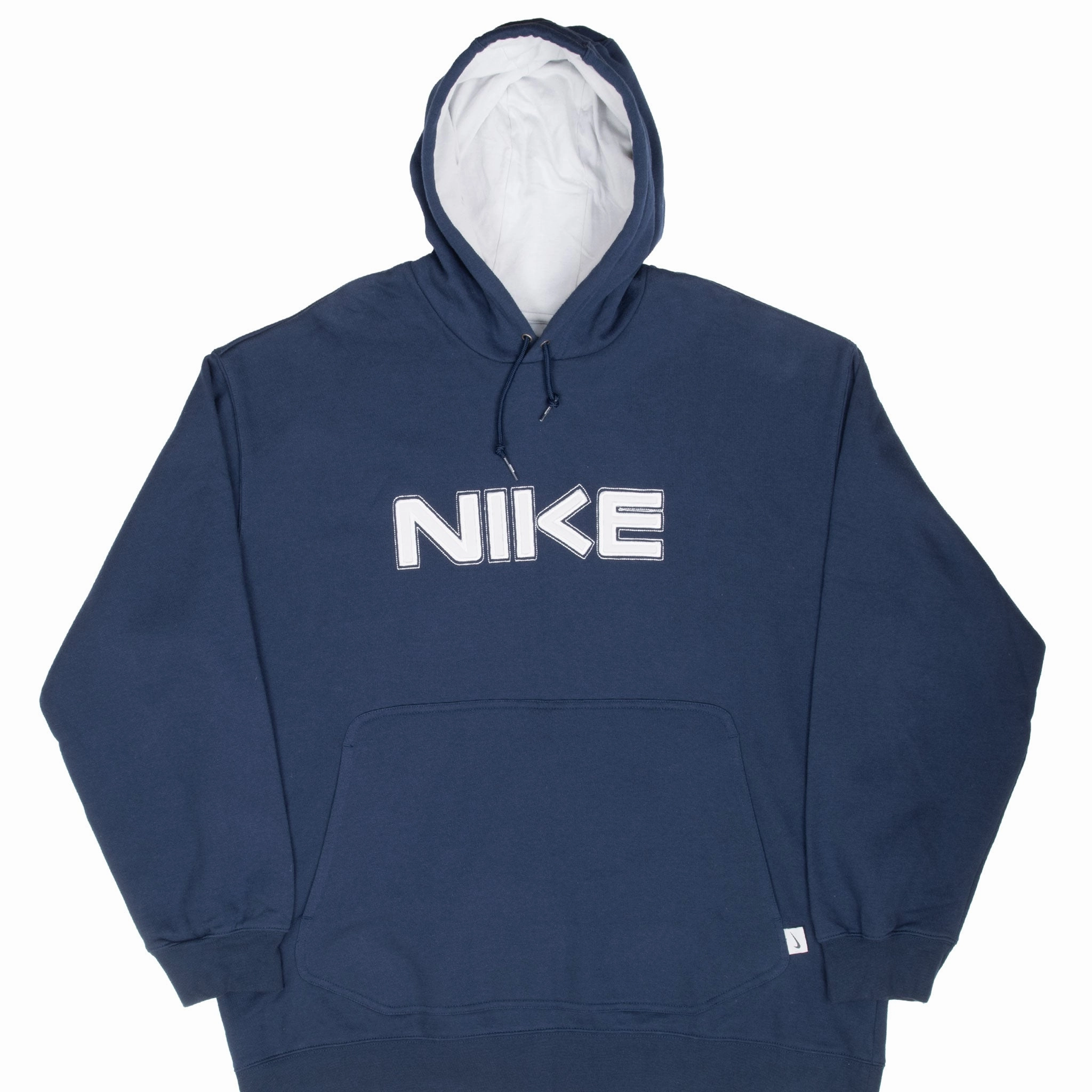 product eco friendly conscience VINTAGE NIKE SPELLOUT BLUE HOODIE SWEATSHIRT 2000S 2XL