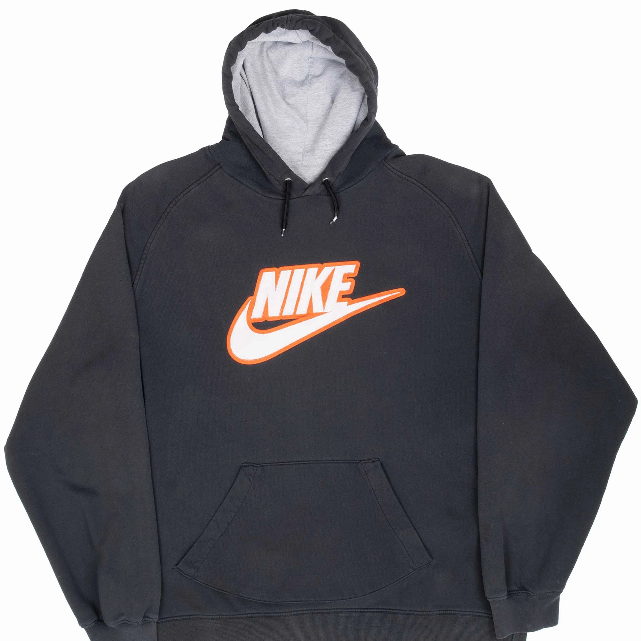 VINTAGE NIKE SPELLOUT DARK GREY HOODIE SWEATSHIRT 2000S SIZE 2XL product innovation potential suitable for workouts