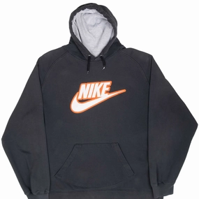 VINTAGE NIKE SPELLOUT DARK GREY HOODIE SWEATSHIRT 2000S SIZE 2XL product innovation potential suitable for workouts