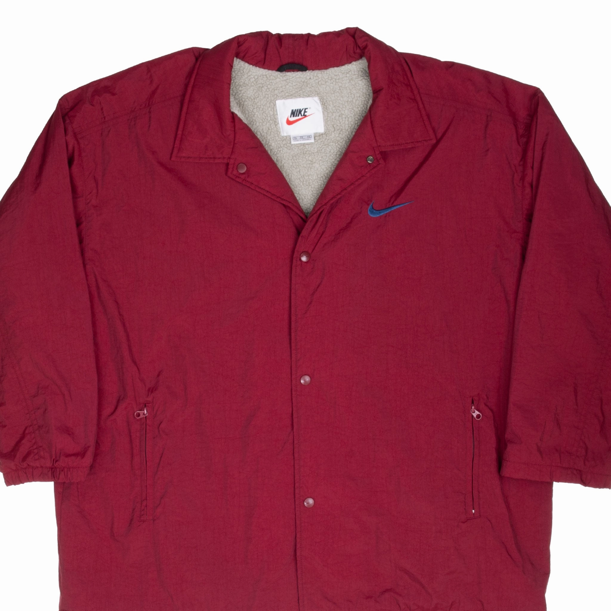 Gloves VINTAGE NIKE SPELLOUT SHERPA LINED BURGUNDY WINDBREAKER JACKET 1990S XL