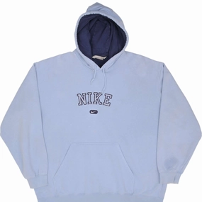 VINTAGE NIKE SPELLOUT SWOOSH BLUE HOODIE SWEATSHIRT 2000S SIZE XL Warm in winter Logo Emblem