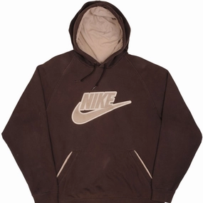 Light Warmth Soft Wearable VINTAGE NIKE SPELLOUT SWOOSH BROWN HOODIE SWEATSHIRT LATE 2000S SIZE XL