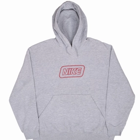 VINTAGE NIKE SPELLOUT SWOOSH GREY HOODIE SWEATSHIRT 2000S XL bead accents Chic Design