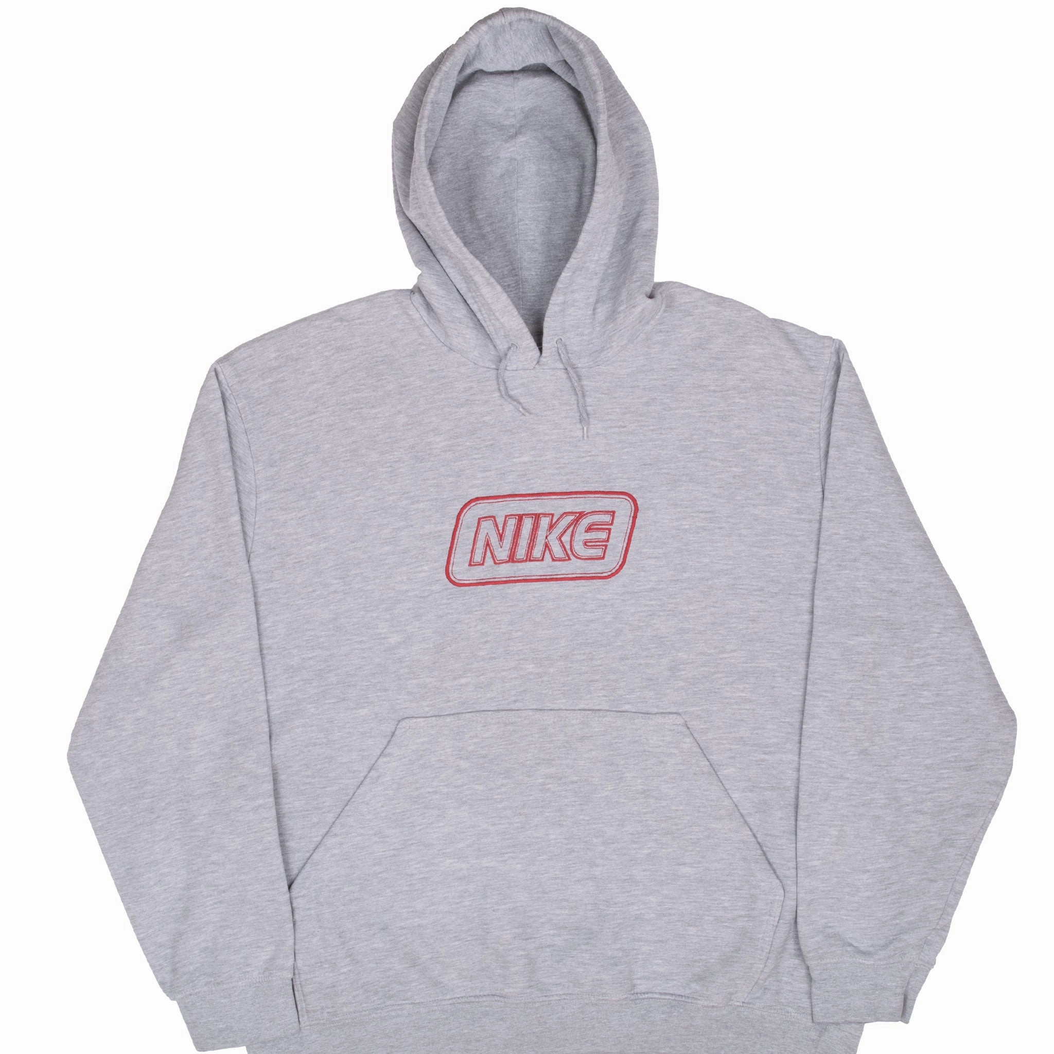 VINTAGE NIKE SPELLOUT SWOOSH GREY HOODIE SWEATSHIRT 2000S XL bead accents Chic Design