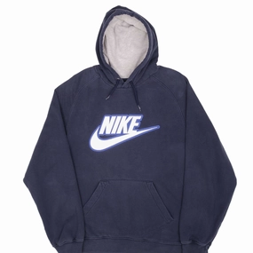 VINTAGE NIKE SPELLOUT SWOOSH NAVY BLUE HOODIE SWEATSHIRT 2000S SIZE LARGE Everyday Hoodie Essential Sporty