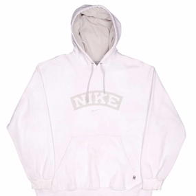 VINTAGE NIKE SPELLOUT SWOOSH WHITE HOODIE SWEATSHIRT 2000S SIZE LARGE Drawstring Hood Premium Quality