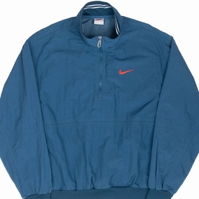 VINTAGE NIKE SWOOSH BLUE WINDBREAKER PULLOVER JACKET 1990S MEDIUM Anti Slip Collar