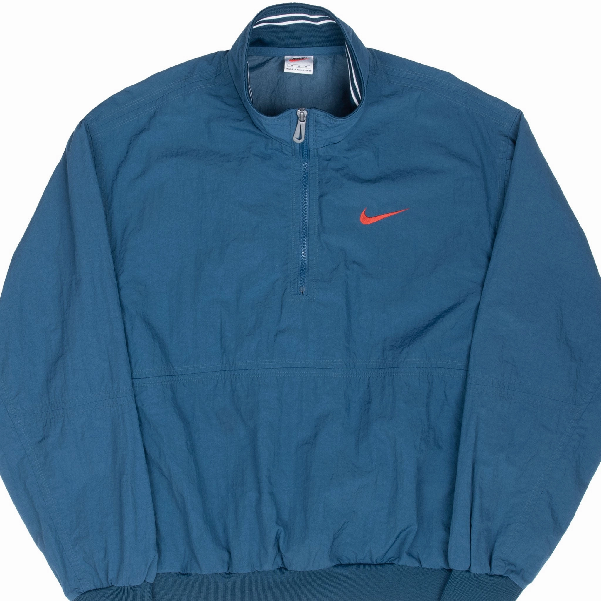 VINTAGE NIKE SWOOSH BLUE WINDBREAKER PULLOVER JACKET 1990S MEDIUM Anti Slip Collar