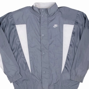 ConvertibleCollar VINTAGE NIKE SWOOSH GREY WINDBREAKER JACKET LATE 1980S SIZE XL