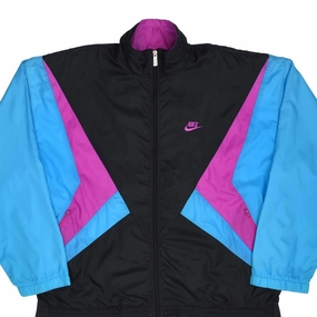 VINTAGE NIKE SWOOSH NEON & BLACK WINDBREAKER JACKET LATE 1980S SIZE LARGE Skill Warm Comfort