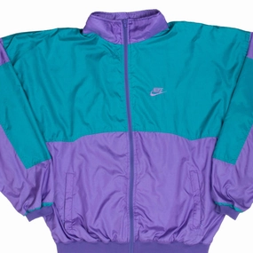 VINTAGE NIKE SWOOSH PURPLE & CYAN WINDBREAKER JACKET LATE 1980S SIZE XL hiker