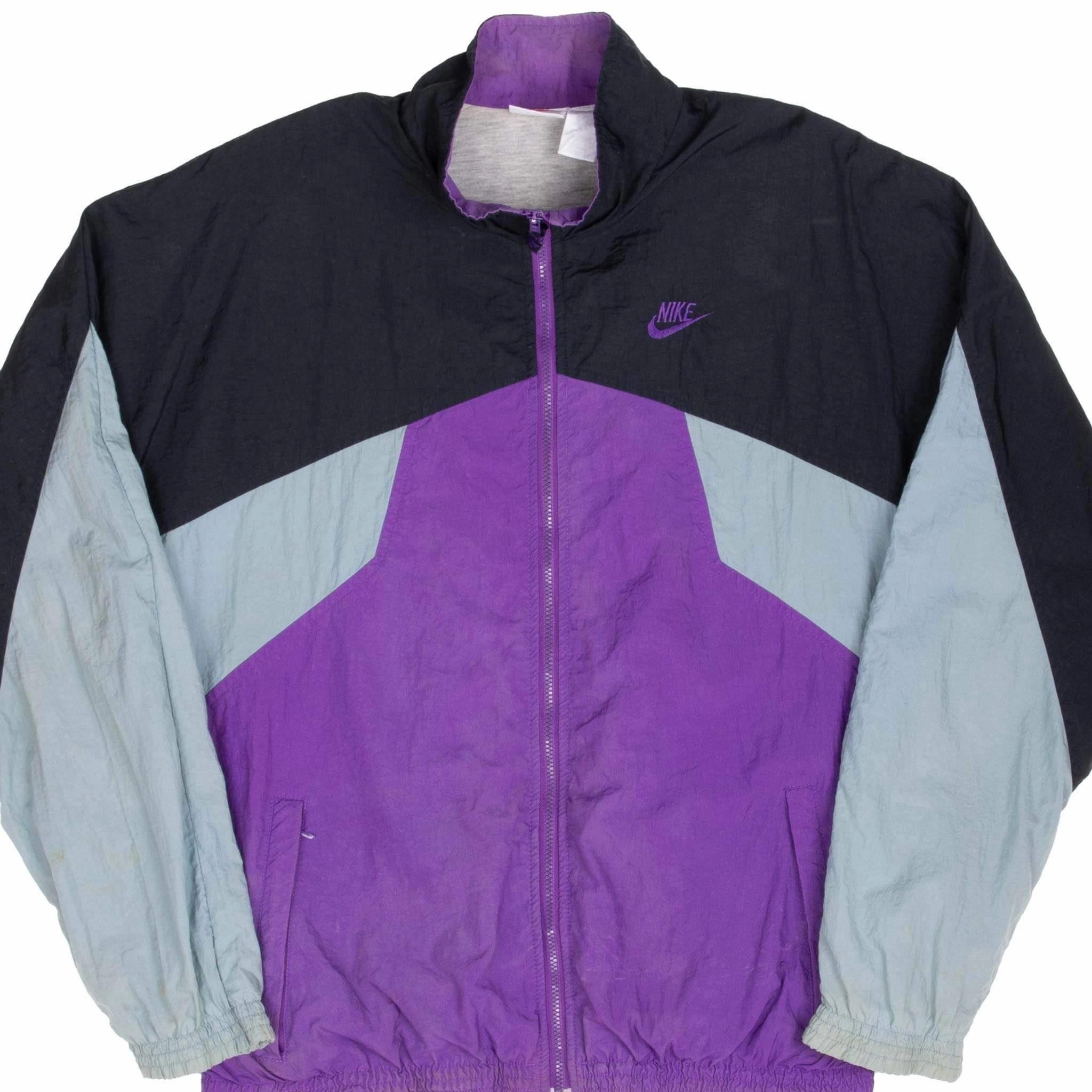 Clean Finish VINTAGE NIKE SWOOSH PURPLE WINDBREAKER JACKET LATE 1980S LARGE