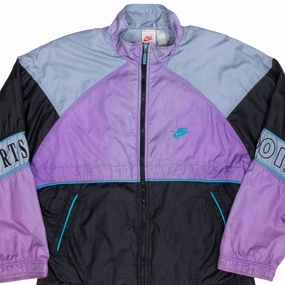 VINTAGE NIKE SWOOSH PURPLE WINDBREAKER JACKET LATE 1980S SIZE MEDIUM Flexible Cuff Eco Friendly