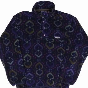 VINTAGE PATAGONIA 1990S SNAP T MONOGRAM FLEECE PULLOVER SIZE XS MADE IN USA HydrationCompatible Pocket Fray Resistant Finish