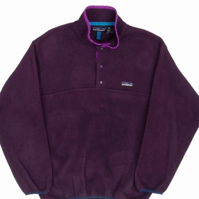VINTAGE PATAGONIA 1990S SNAP T PURPLE FLEECE PULLOVER XS MADE IN USA Respect Wrinkle Resistant