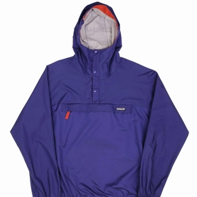 Rugged Outerwear Threat VINTAGE PATAGONIA PURPLE WINDBREAKER JACKET SNAP T WITH HOOD SIZE LARGE 1990S