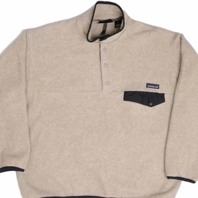 writers All-Purpose Outerwear VINTAGE PATAGONIA SNAP T CREME FLEECE PULLOVER SIZE LARGE