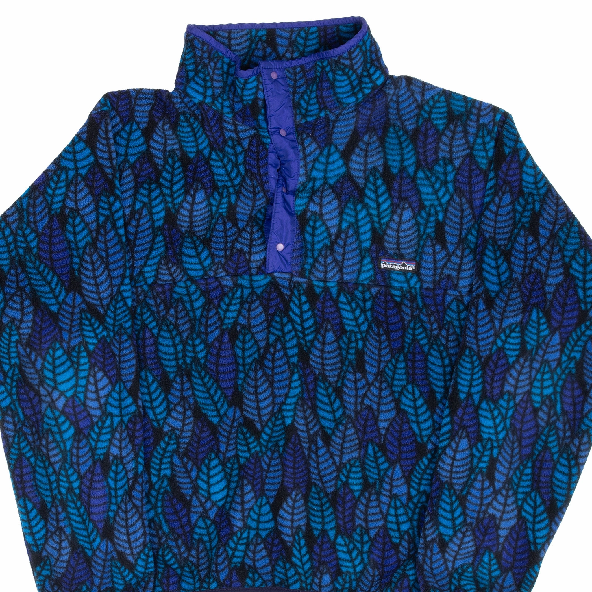 police officers Chilly Protection VINTAGE PATAGONIA SNAP T LEAF MONOGRAM FLEECE PULLOVER 1990S LARGE MADE IN USA