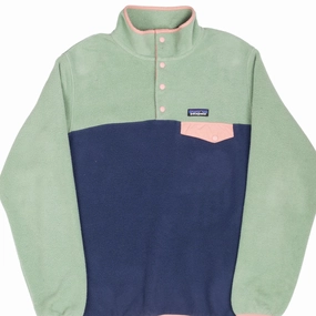 DoubleReinforced Zipper VINTAGE PATAGONIA SYNCHILLA SNAP T SAGE GREEN & BLUE FLEECE PULLOVER LARGE