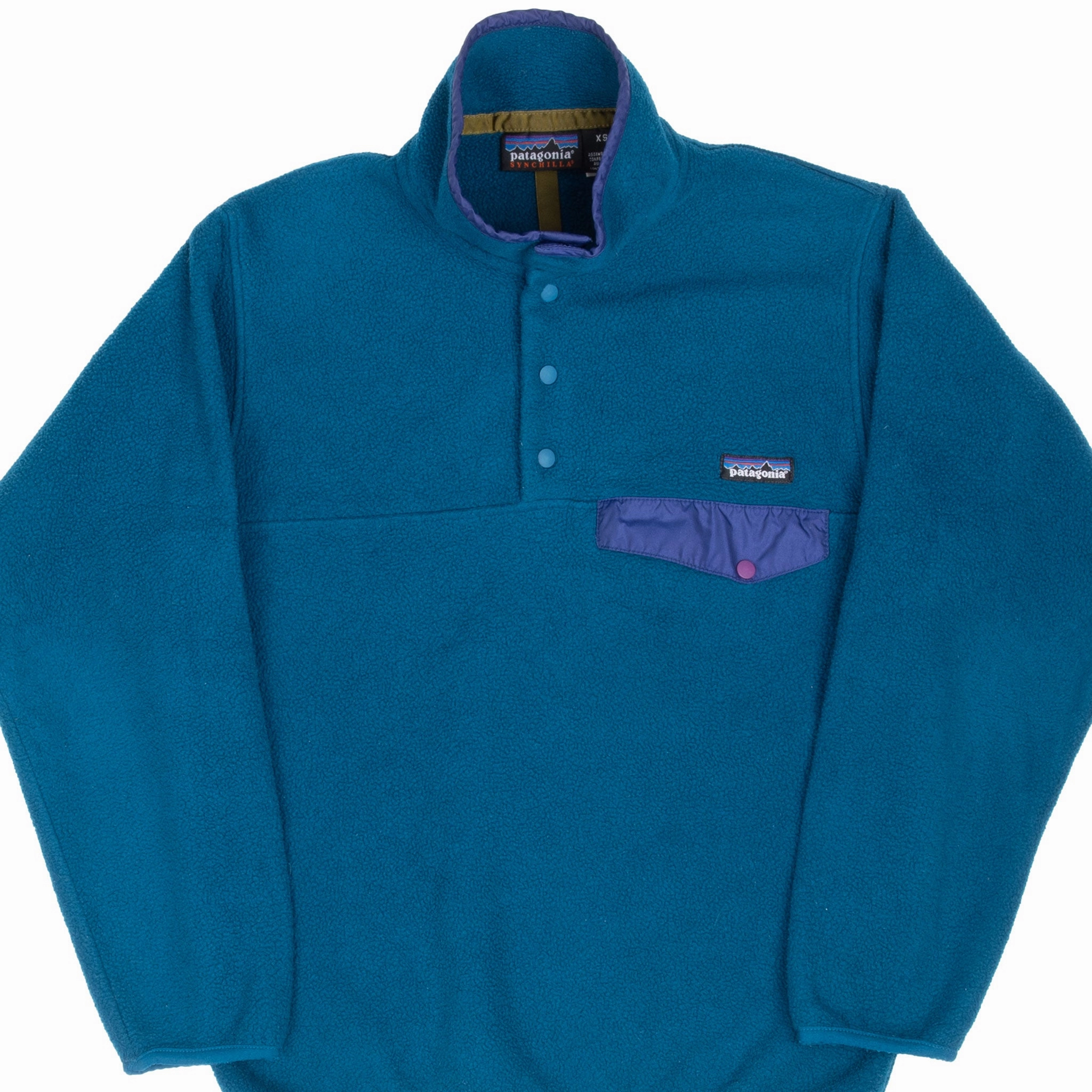 VINTAGE PATAGONIA TEAL SNAP T PULLOVER FLEECE  JACKET 1990S XS Multi Pocket men