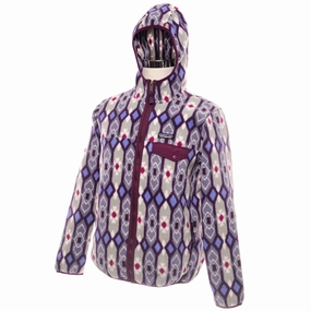 VINTAGE PATAGONIA WOMEN LIGHTWEIGHT SYNCHILLA SNAP-T FLEECE HOODED JACKET ZIP UP PINE PATCH / LUPINE SIZE XL Promulgate